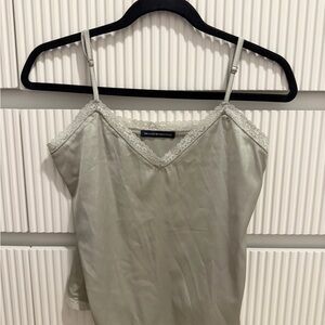 Brandy Melville Green Camisole with Lace Trim